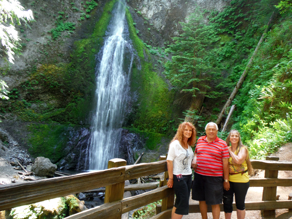 Ilse and the two RV Gypsies at Marymere Falls