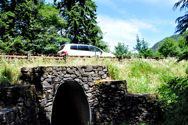 car driving over the tunnel