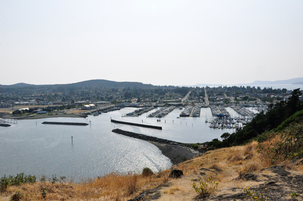 View of the downtown and marina of Anacortes, from the east.
