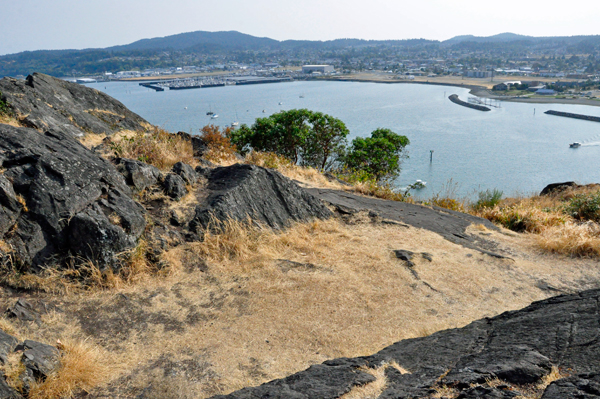 View of the downtown and marina of Anacortes, from the east.