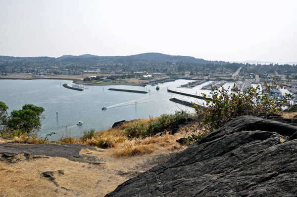 View of the downtown and marina of Anacortes, from the east.