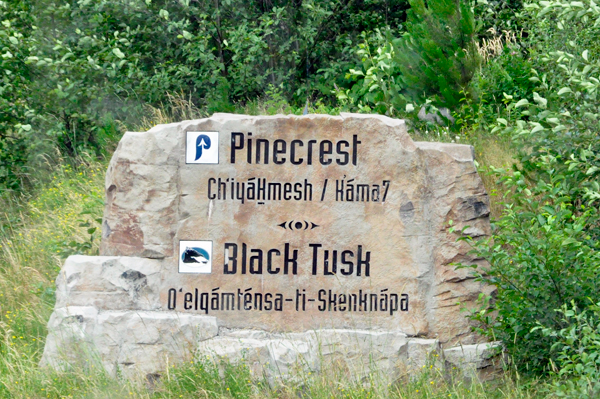 Pinecrest and Black Tusk sign