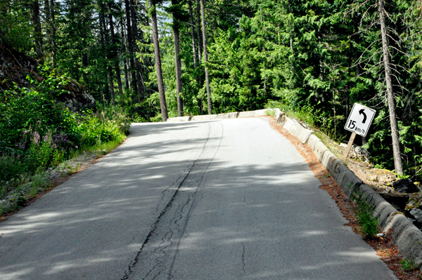 several sharp curves in the road