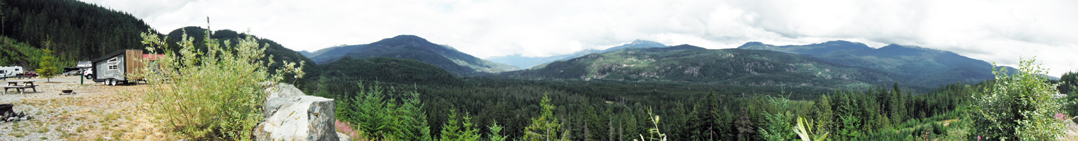 panorama of scenery at Whsitler's RV Park