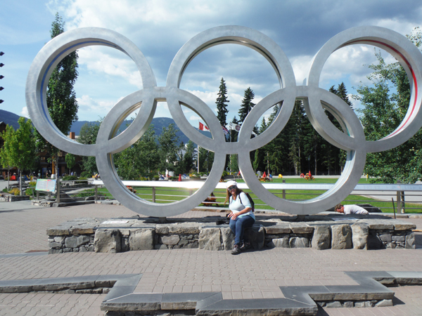 Karen Duquette and the Olympic rings