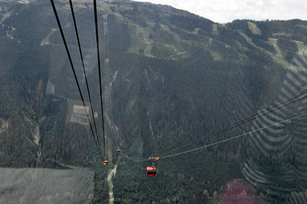 gondolas passing