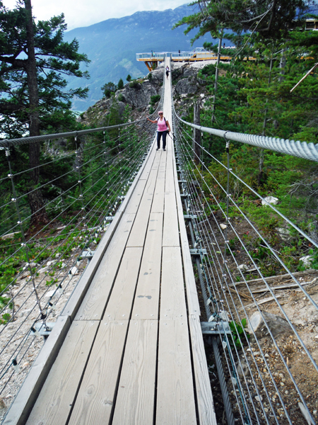 Karen Duquette on the suspension bridge