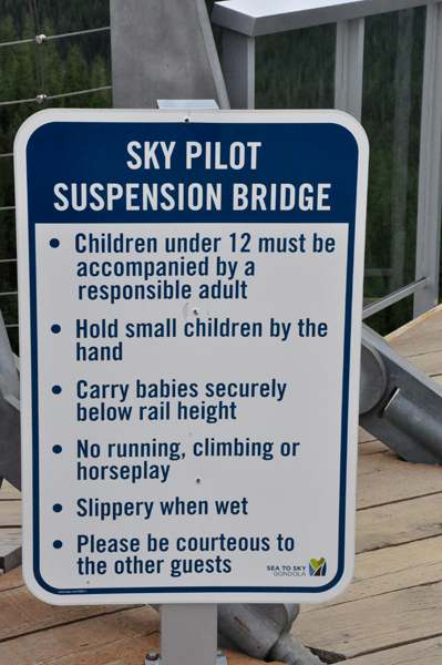 Sign: Sky Pilot suspension bridge