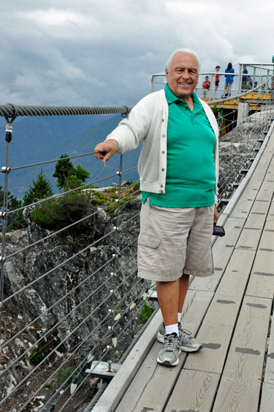 Lee Duquette on the suspension bridge