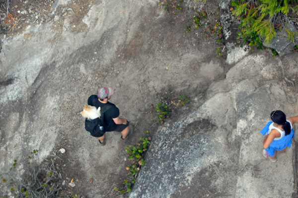 people hiking up the mountain