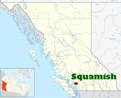 map showing location of Squamish