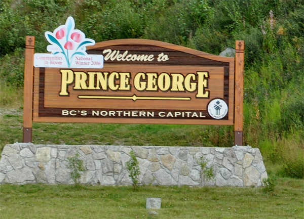 Prince George welcome sign 2009