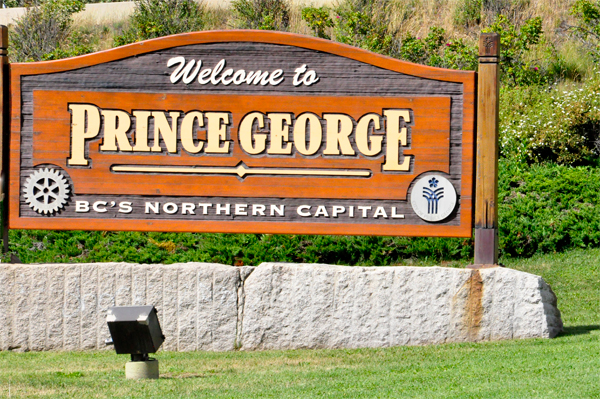 Prince George welcome sign 2015