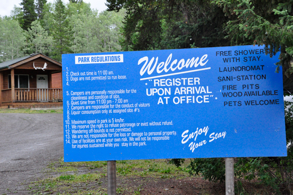 welcome sign at Glacier View RV Park