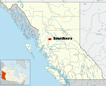 map showing location of Smithers