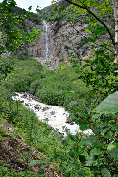 the smaller waterfall