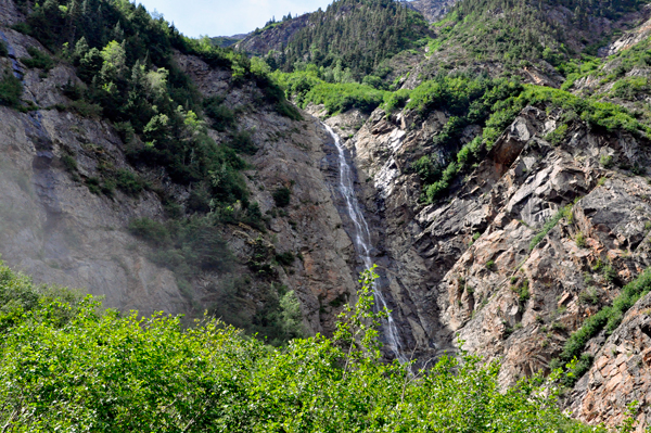 the smaller waterfall