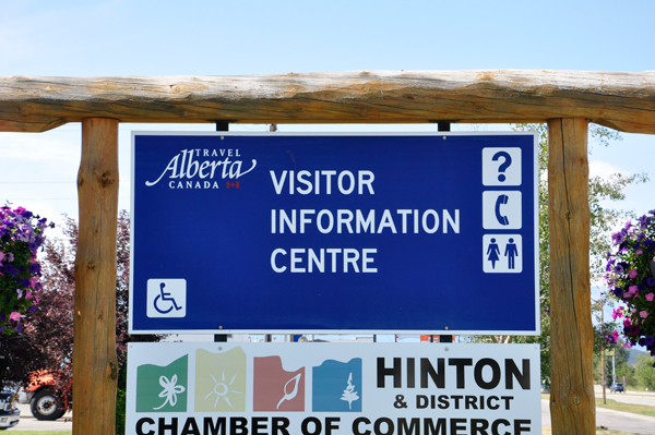 sign: Alberta Visitor Information Centre for Hinton