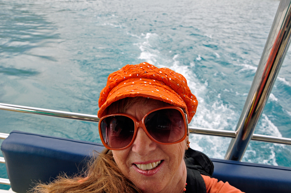 Karen Duquette on the boat
