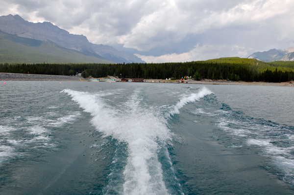 the wake of the boat