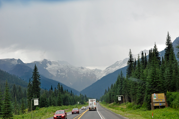 driving by Rogers Pass at Glacier NP