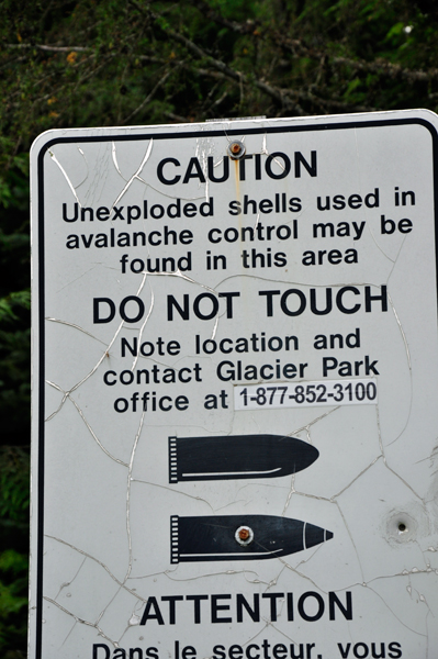 unexploded shells sign