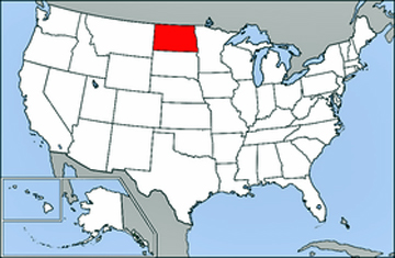 USA map showing location of North Dakota