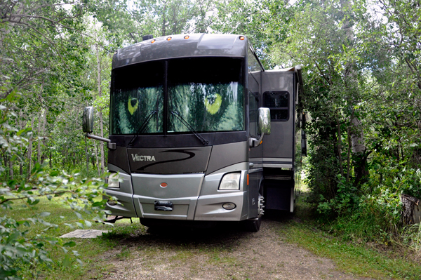 the RV of the two RV Gypsies at International Peace Garden Campground