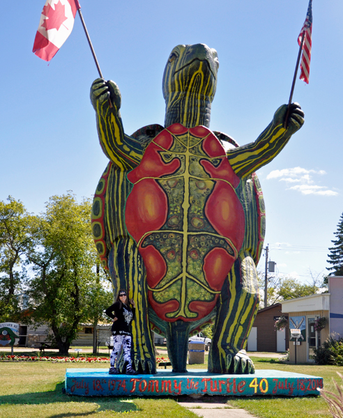 Karen Duquette and Tommy the Turtle in 2015