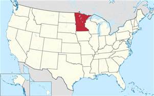 USA map showing location of Minnesota