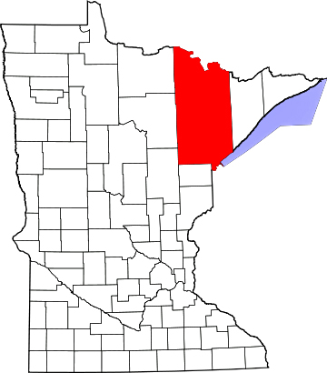 map of Minnesota showing the county  that Duluth is located in