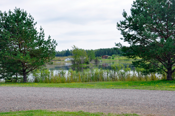 road in the campground and lake