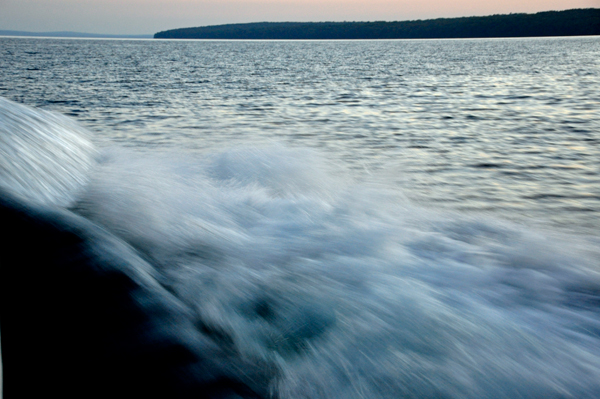 The wake of the boat