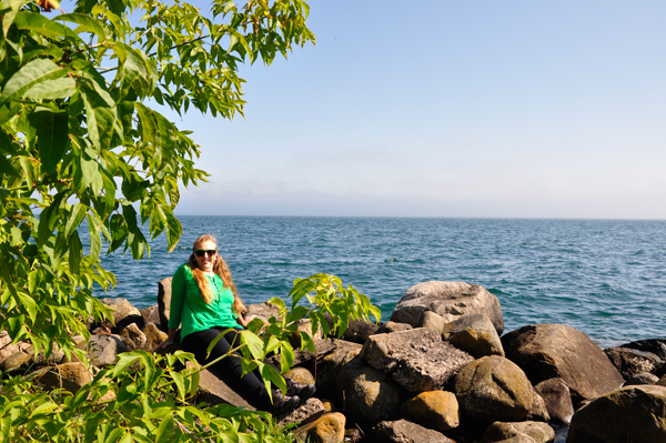 Karen Duquette relaxing by the water