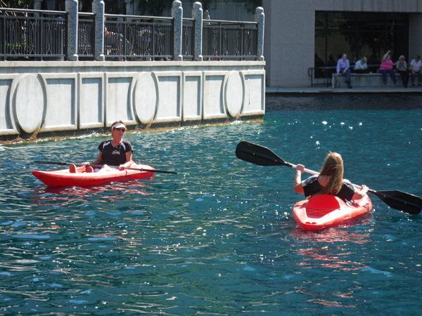 Karen and Sharon in their kayak