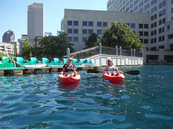 Karen and Sharon in their kayak