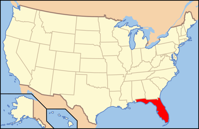 USA map showing location of Florida