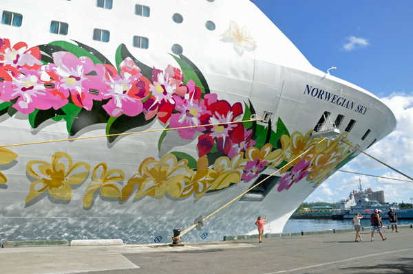 Karen Duquette by the Norwegian Sky cruise ship