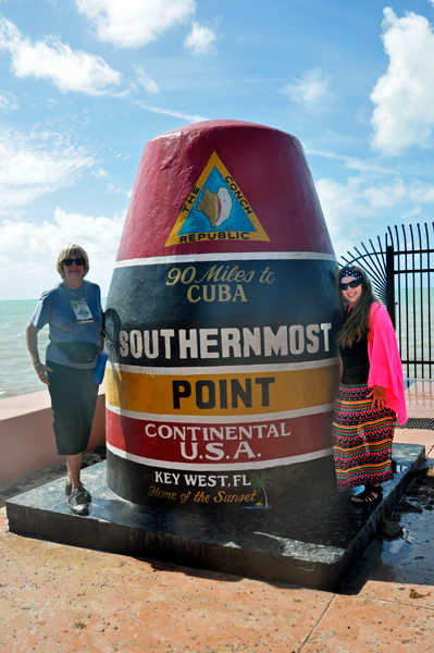 Karen Duquette and Monica  Ekedahl at the Key West Buoy