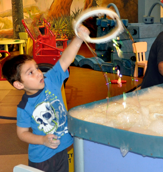 Anthony making bubbles