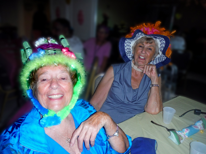 two pretty ladies and their Easter bonnets