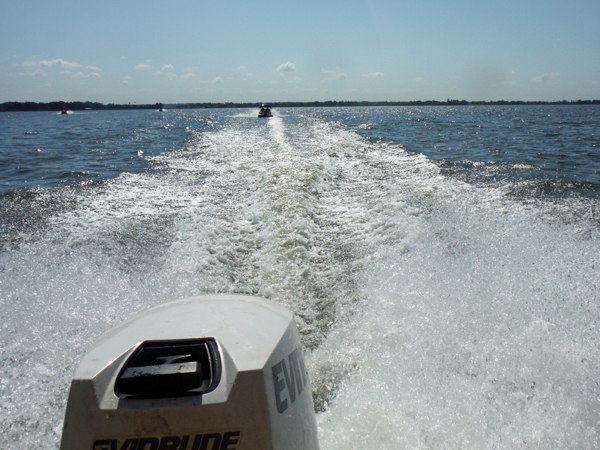 the wake from the two RV Gypsies' cat baot