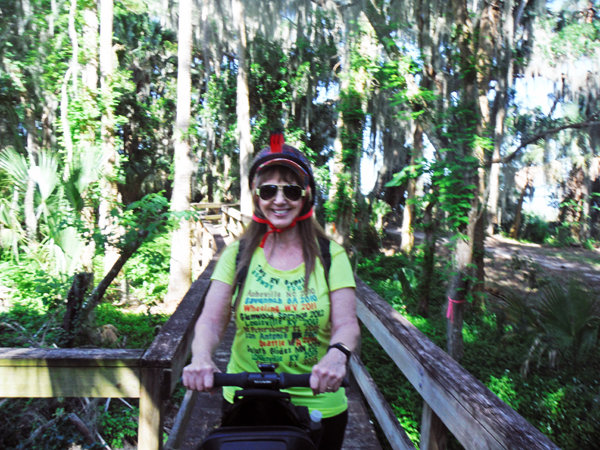 Karen Duquette on a Segway