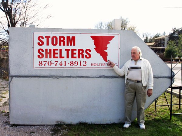 Lee Duquette at a storm shelter
