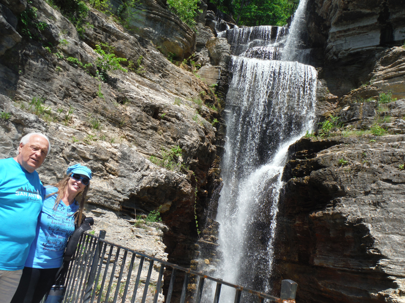 the two RV Gypsies at the waterfall