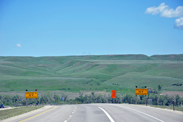 road and hills in Wyoming