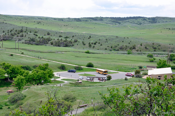 A view of the parking lot.