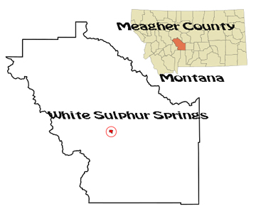 Montana map showing location of White Sulphur Springs