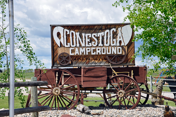 wagon sign at Conestoga Campground