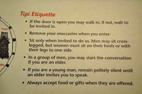 Teepee etiquette